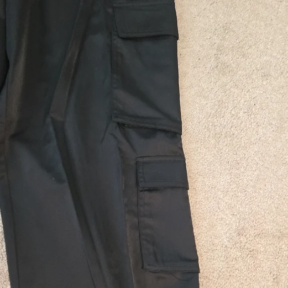 Zara Black Satin Cargo Pants - Picture 6 of 16